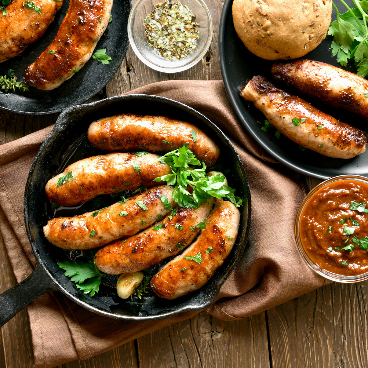 Grilled sausages